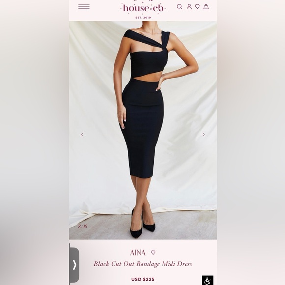 🔥House of CB: BLACK CUT OUT BANDAGE MIDI DRESS - Picture 7 of 13